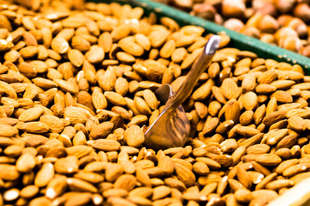 raw almonds at the produce market
