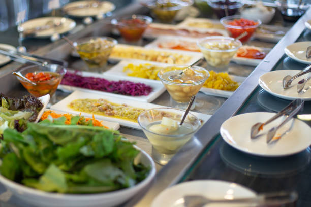 food buffet in restaurant stock photo