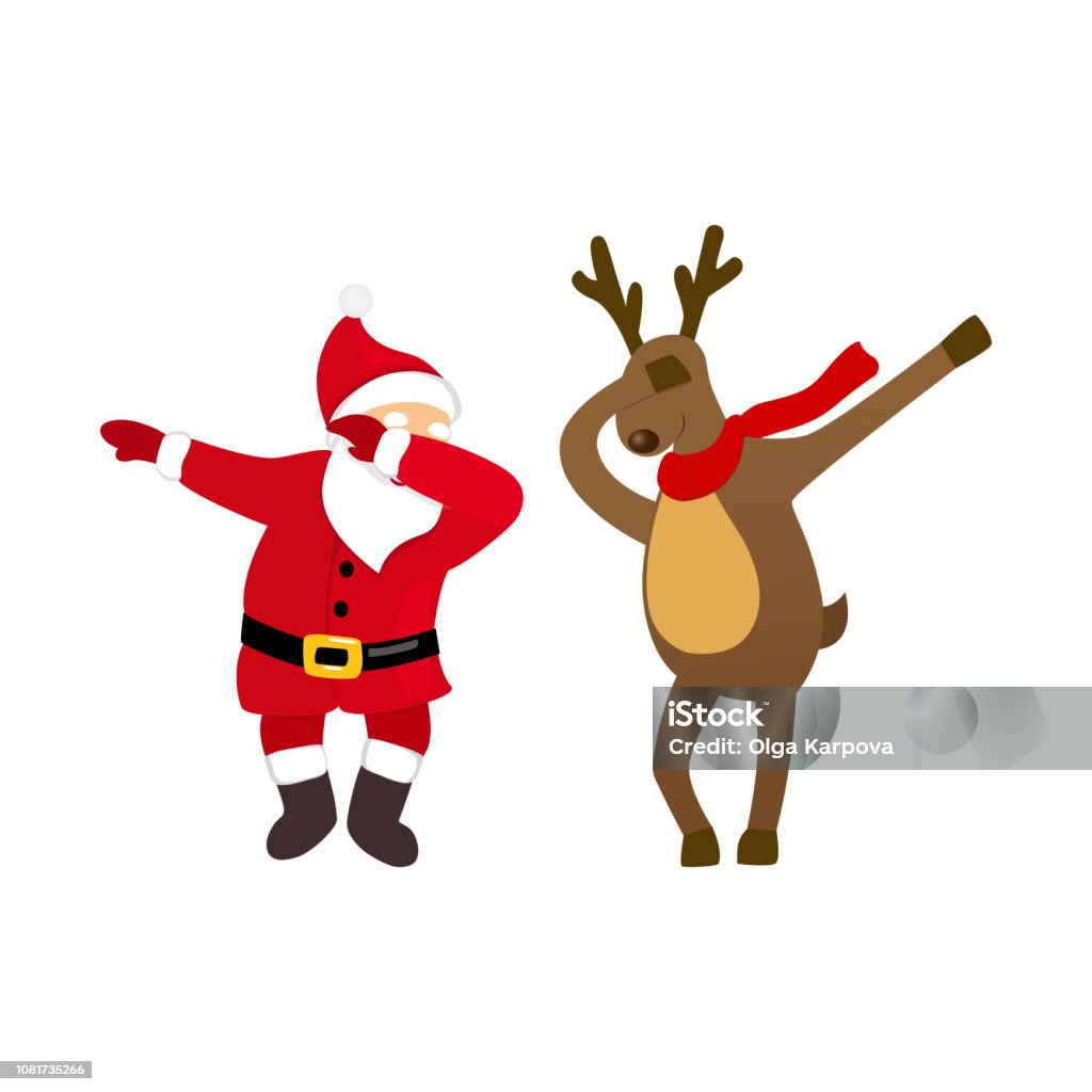 Funny Santa And Deer Dancing Dab Move Quirky Cartoon Comic Characters Stock  Illustration - Download Image Now - iStock