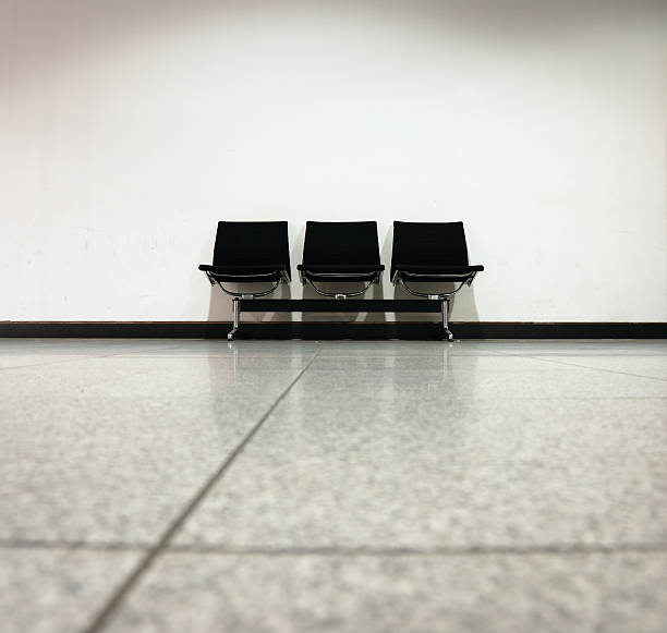 Lone Bench Against Wall, Black and White