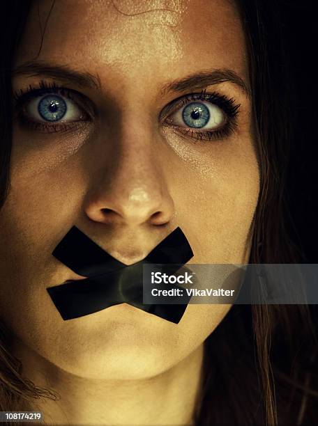 Shut Stock Photo - Download Image Now - Adhesive Tape, Domestic Violence, One Woman Only