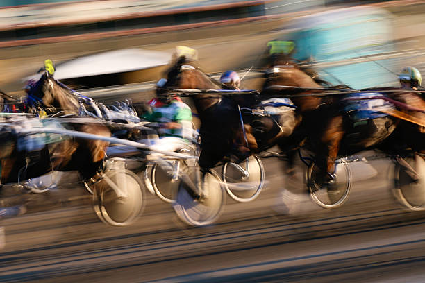 Bom Retiro, Santa Catarina, Brazil - November, 18 2017: View of two horses ridden by jockeys and racing on an equestrian event in Bom Retiro, Santa Catarina state - Brazil