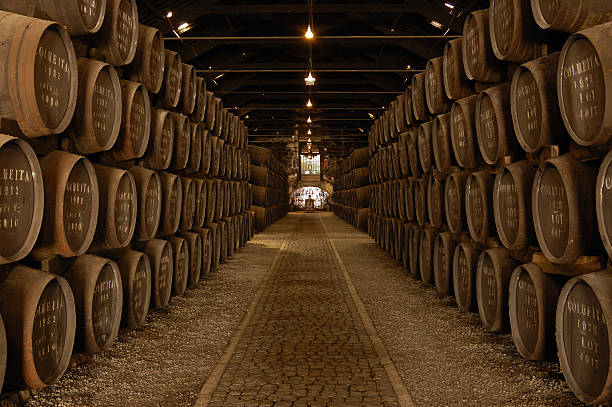 열 통 큰 와인 셀러 - winery wine cellar barrel 뉴스 사진 이미지