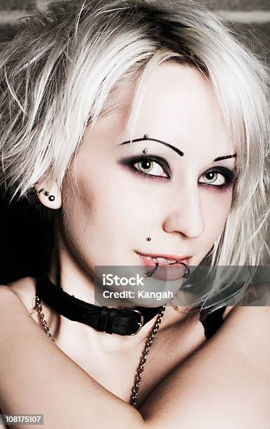 Goth Female Stock Photo - Download Image Now - Lip Ring, Goth, Smiling