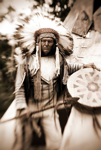 Chief Long Horn (Sepia)  chief leader stock pictures, royalty-free photos & images