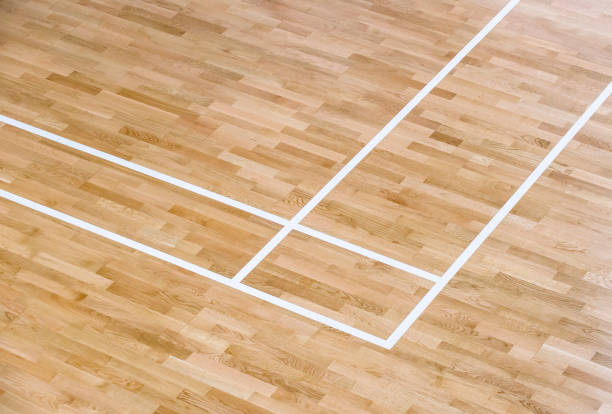 pełna rama zdjęcie podłoga z drewna - school gymnasium parquet floor sport empty zdjęcia i obrazy z banku zdjęć