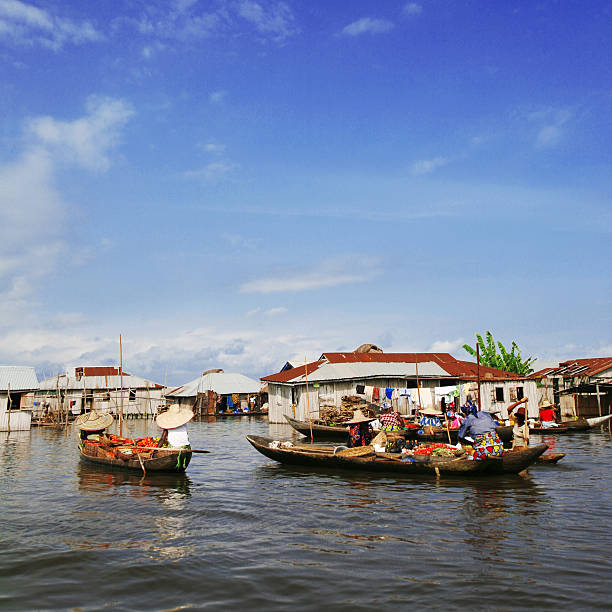 boat market in lagoon village.