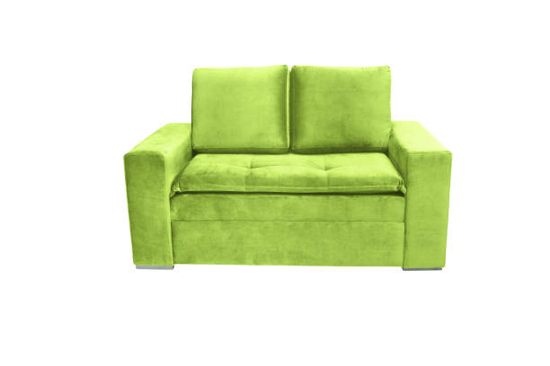 istock Three seats cozy color fabric sofa isolated on white background 1081769316