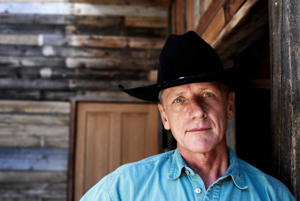 istock Man Wearing Black Cowboy Hat 108176952