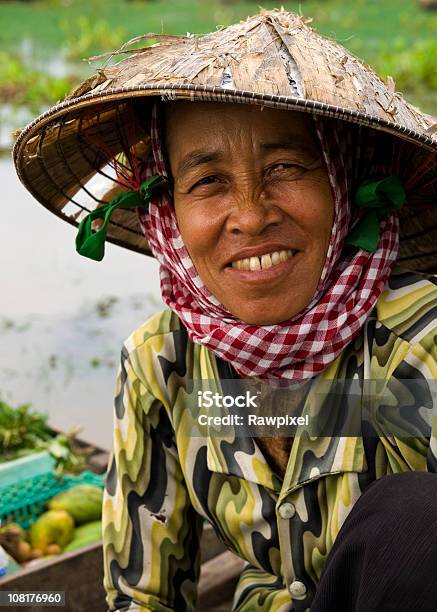 Cambodian Woman In Boat Stock Photo - Download Image Now - Cambodia, One Woman Only, Cambodian Culture
