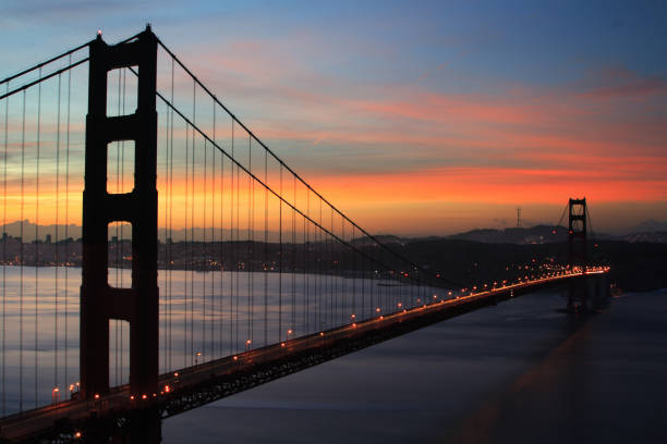 Golden Gate Brige in sunrise stock photo