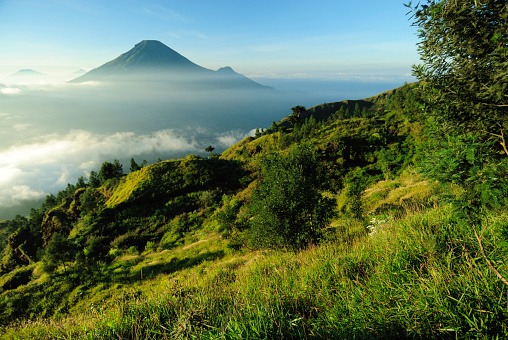 The Gunung Sinabung Volcano eruptions, View from Mount Sibayak, Medan, Indonesia