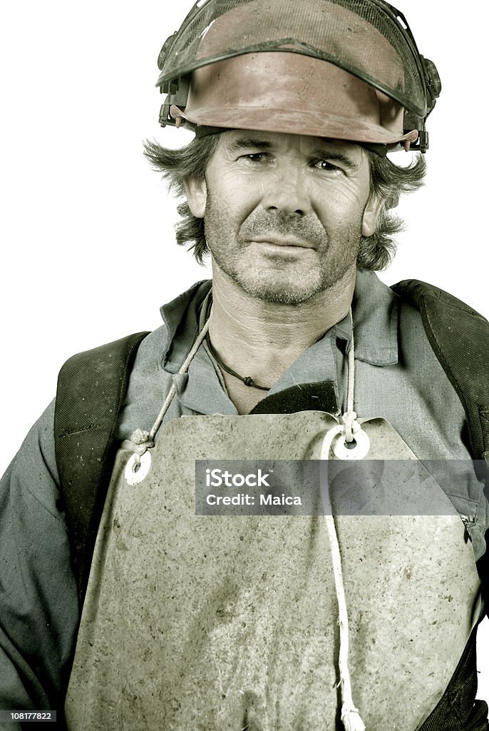 Retrato de homem Trabalhador da Construção Civil, tons - Royalty-free Mecânico Foto de stock