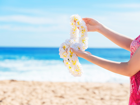 Aloha Hawaiian lei greeting in Hawaii