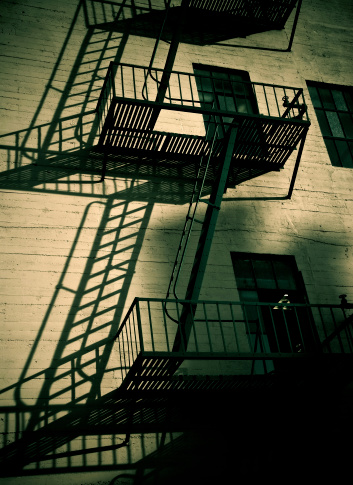 fire escape stairs in los angeles downtown building