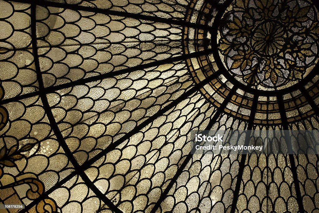 Stained Glass Window Horizontal Detail  Indoors Stock Photo