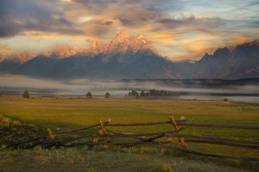 Dramatic morning in Grand Tetons National Park, Wyoming.  Shot with Canon 1DsMarkII.  AdobeRGB color profile.