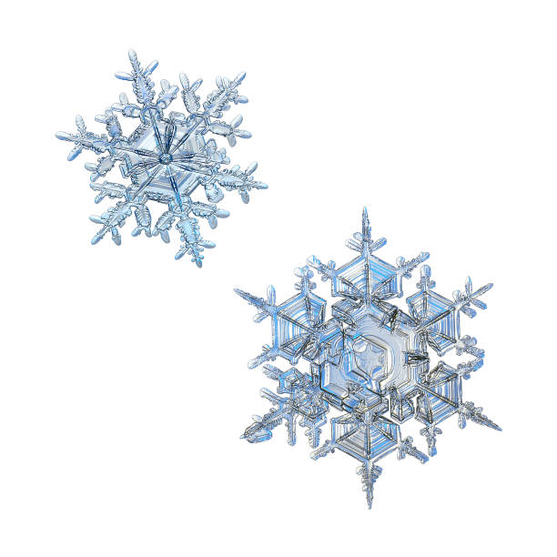 Two snowflakes isolated on white background stock photo