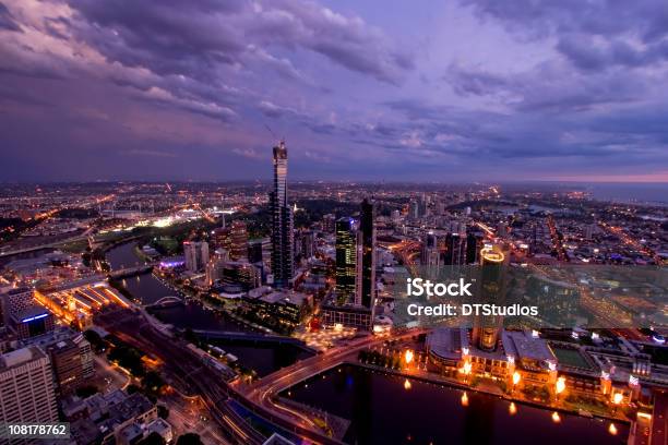 Melbourne City Skyline Ao Pôr Do Sol - Fotografias de stock e mais imagens de Melbourne - Melbourne, Southbank, Centro da Cidade