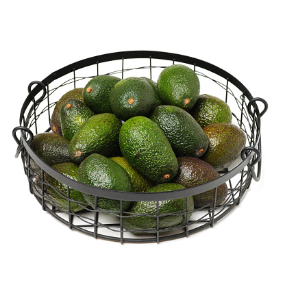 Avocados with pit  isolated on white background