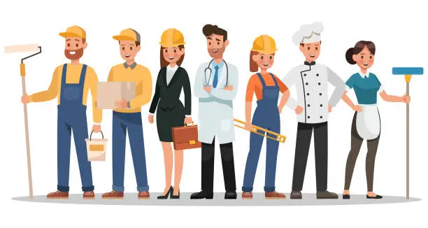 Vector illustration of career characters design. Include painter, engineer, doctor and more.