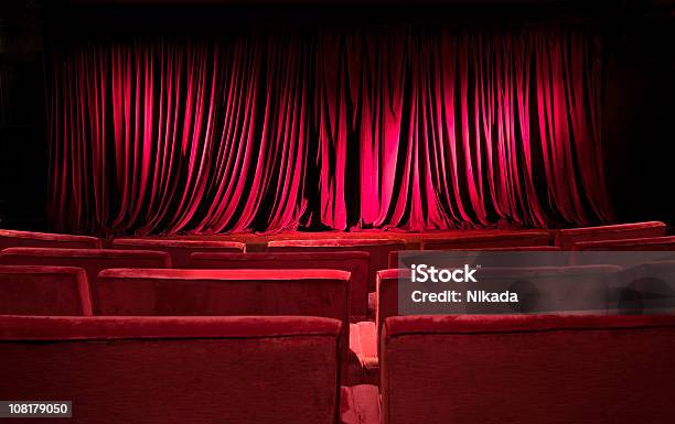 Red Stage Curtain And Theater Seats Stock Photo - Download Image Now - Theatrical Performance, Opera, Seat