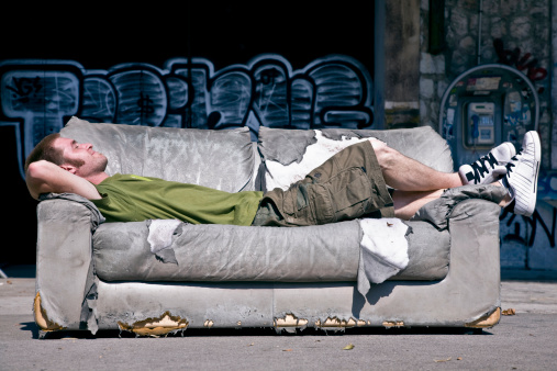 Istockalypse Marseille, Young man having a shor break in the homeless kingdom (Thanks Shaun !)