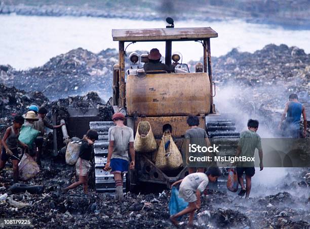 Children In Landfill Stock Photo - Download Image Now - Poverty, Child, Philippines