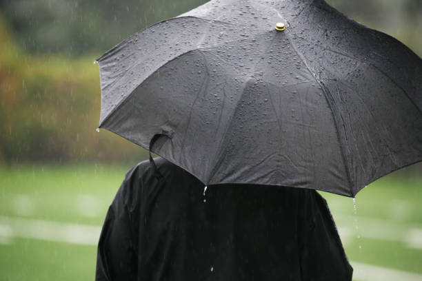pessoa em pé com guarda-chuva preto - umbrella rain seattle torrential rain imagens e fotografias de stock
