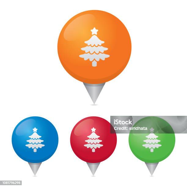 Christmas Tree Map Markers Stock Illustration - Download Image Now - Applying, Business, Celebration