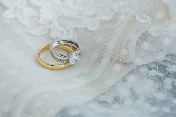istock Wedding Rings on dress 1081796330