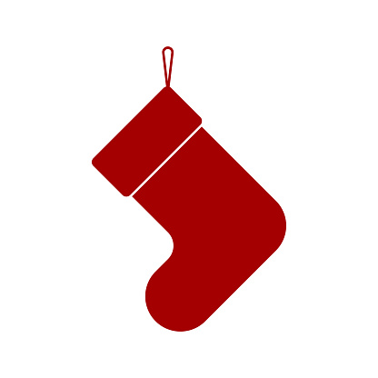 Sign Christmas sock. Isolated red icon on white background. Vector illustration