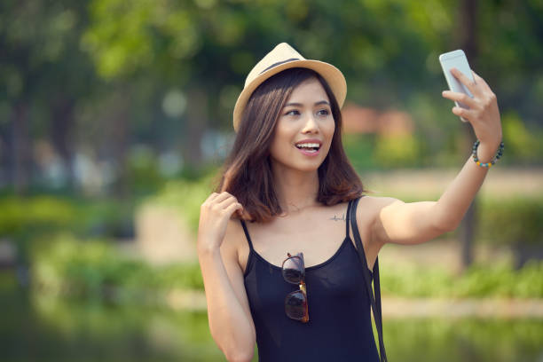 istock Lovely woman taking selfie 1081820484