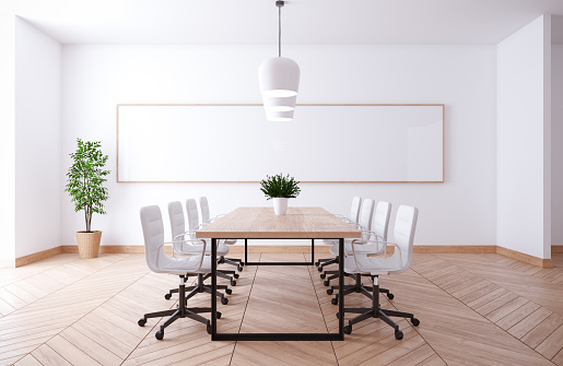 Modren white meeting room interior .3d render