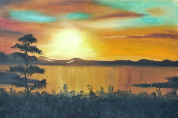 istock Colorful Abstract Summer LandscapeContemporary Art Painting 1081835076
