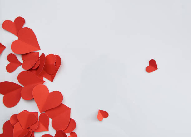 istock Beautiful paper red hearts on white background 1081839042