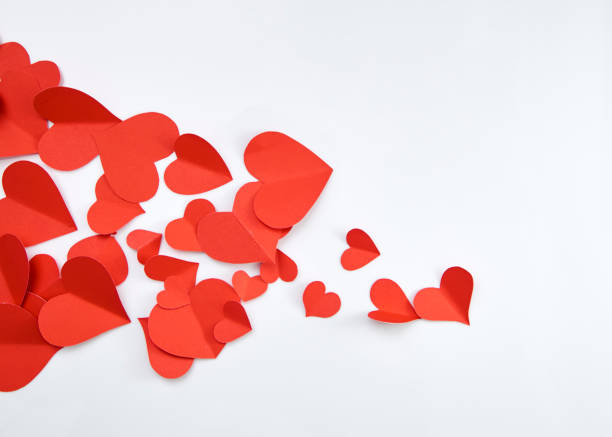 istock Beautiful paper red hearts on white background 1081839048