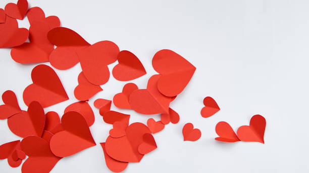 istock Beautiful paper red hearts on white background 1081839086