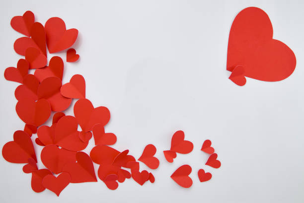istock Beautiful paper red hearts on white background 1081839158