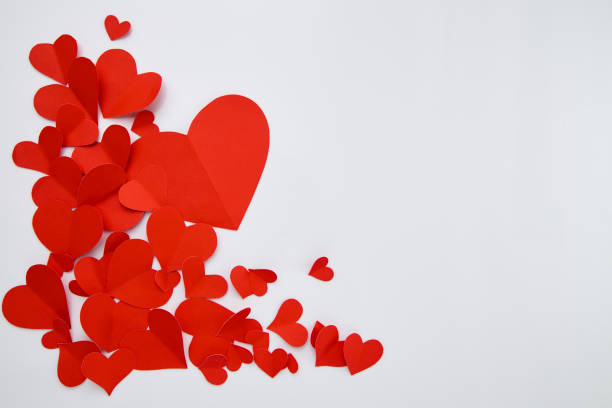 istock Beautiful paper red hearts on white background 1081839194
