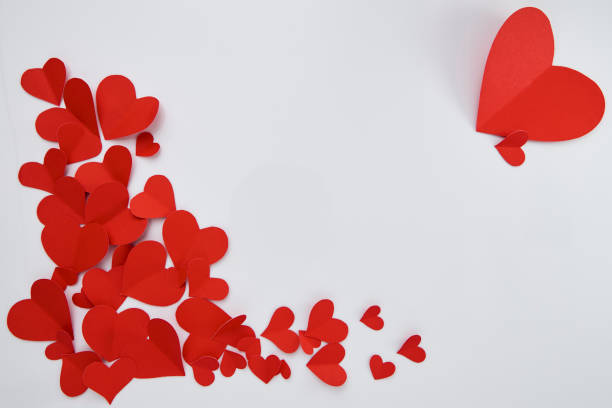 istock Beautiful paper red hearts on white background 1081839210