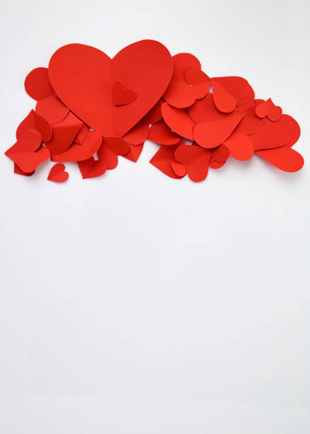 istock Beautiful paper red hearts on white background 1081839424