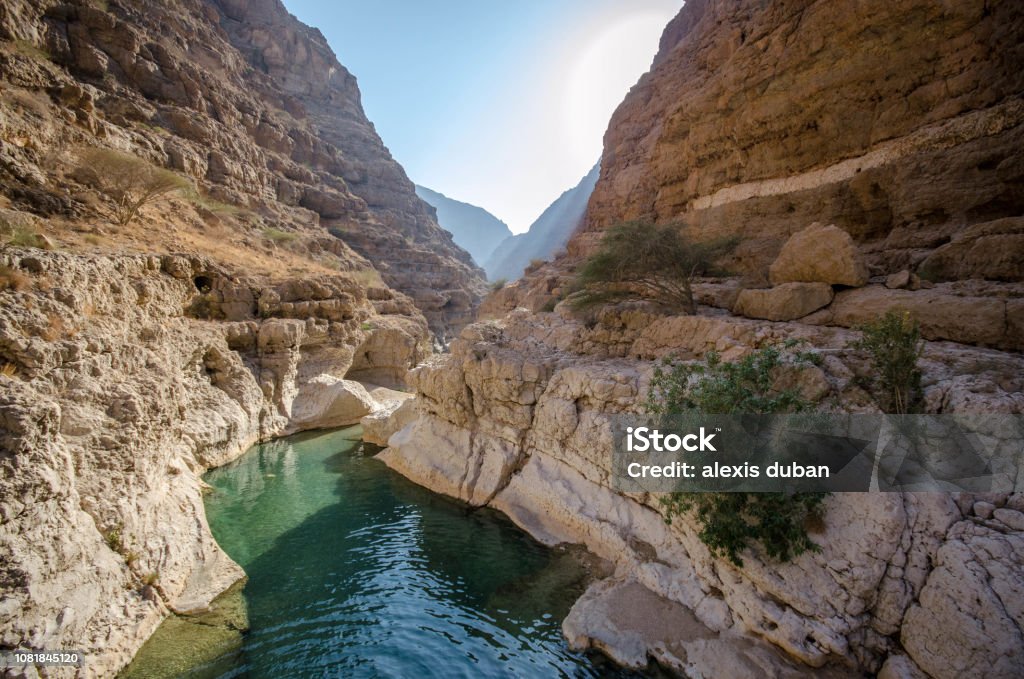 Wadi Shab natural pools - Oman Wadi Shab Stock Photo