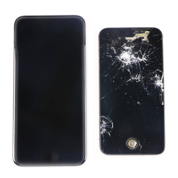 istock shattered, broken smartphoneand new smartphone on white background 1081847598