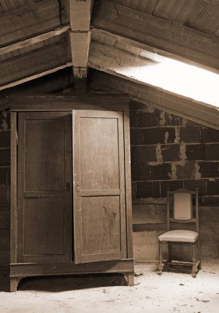 istock old wooden wardrobe and a broken chair 1081848670