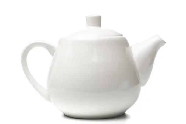 Photo of White teapot isolated on white