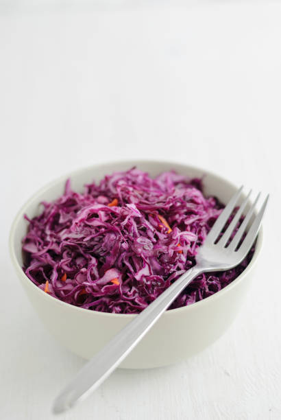 istock Fork on bowl with purple sauerkraut 1081855996