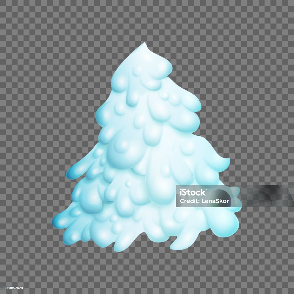 Fairy christmas tree. Fir-tree is covered completely with snow. Vector Fairy christmas tree. Fir-tree is covered completely with snow over transparent background. Vector illustration Beauty stock vector