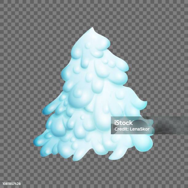Fairy Christmas Tree Firtree Is Covered Completely With Snow Vector Stock Illustration - Download Image Now