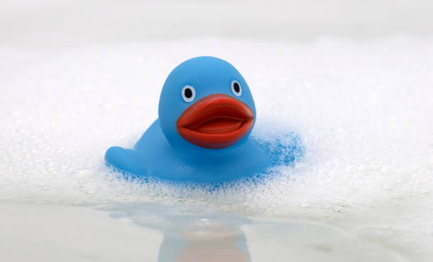 istock Blue duck in a bathtub 1081859950